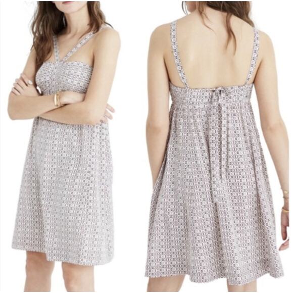 Madewell Pure Silk Geometric Print Halter Dress - Picture 2 of 12